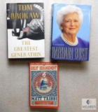 Lot 3 Hardback Books - A Memoir (Barbara Bush) The Greatest Generation (Tom Brokaw) Great