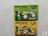 10 Shells 12 Gauges Shotgun Shells 5) Broadhead & 5) Steelhead Steel Slugs