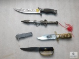 Lot of 5 Ornate Knives- 1 Dagger, 2 Civil War General Commemoratives, +