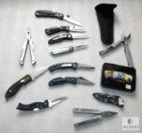 Lot 10 Pocket Knives Various & 3 Multi-Tools