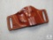 Leather belt slide holster fits Smith and Wesson model 39, and similar