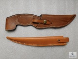 2 leather knife sheaths one fits a filet and the other a 6