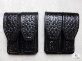 2 new leather double magazine pouches fits double stack magazines like Beretta 92 and Glock