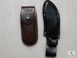 Leather Kershaw and leather Coleman knife sheaths