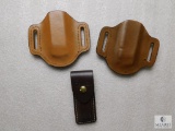 Gerber leather knife sheath and 2 leather magazine pouches for double stack mags