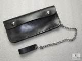 Leather biker style wallet with chain