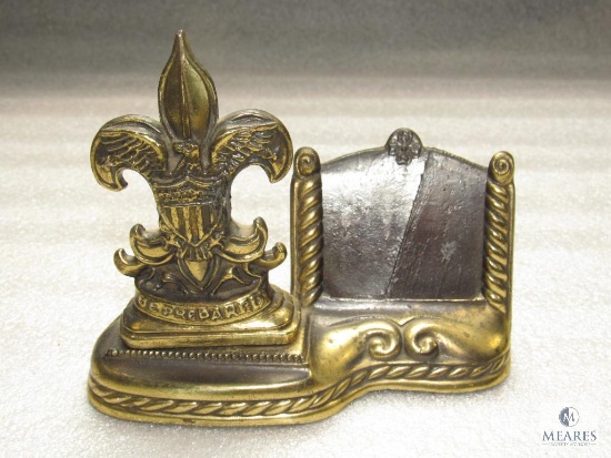Vintage Boy Scout Logo Bronze Finish Business Card Holder