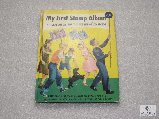 My First Stamp Album Copyright 1962 Collection Book for Beginners w/ Some Stamps