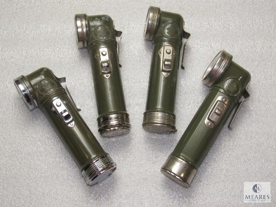 Lot 4 Vintage Boy Scouts BSA Right Angle Flashlights w/ Belt Clips