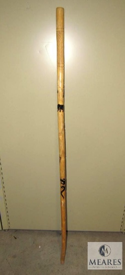 5' Hand Carved Walking Stick w/ Animals & Winchester brass Casing Bamboo / Cane