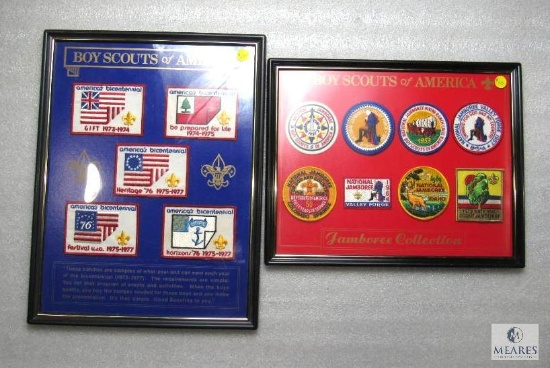 Lot 2 Framed Boy Scouts BSA Bicentennial Patches & Jamboree Collection Set