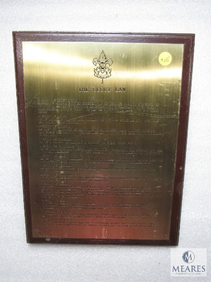 13" x 10" Wood & Brass Plaque BSA The Scout Law