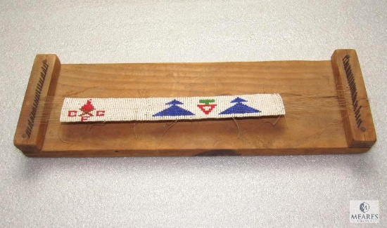 Camp Fire Girls Vintage Handmade Loom Beading Board w/ Beads