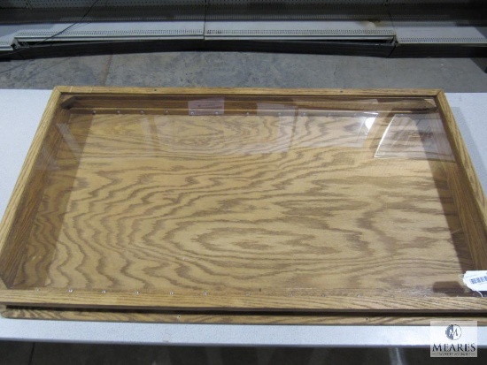 Large Wood Display w/ Clear Plexiglass Front 46" x 24.5" x 3.5" Table or Wall Mount