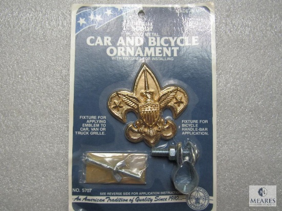 Official Boy Scout Car & Bicycle Ornament Plated Metal Emblem New in Package