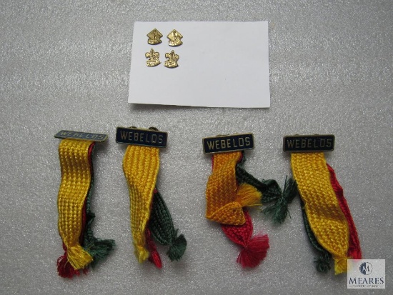 Lot 4 Webelos Color Ribbon Activity Pins & 4 Strengthen Boy / Cub Scout Vintage Pins