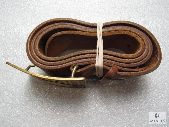 Vintage 36" Leather Philmont Belt w/ Brass Buckle
