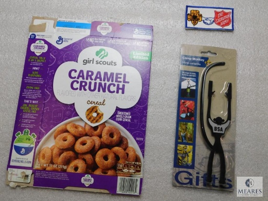 Lot Girl Scout Salvation Army Patch, Limited Edition Cereal Box & New Camp Monkey