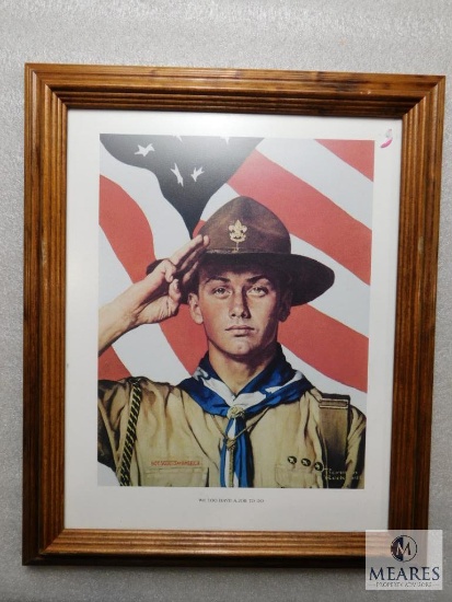 Norman Rockwell "We Have a Job to Do" Boy Scout Print 16" x 14" Framed