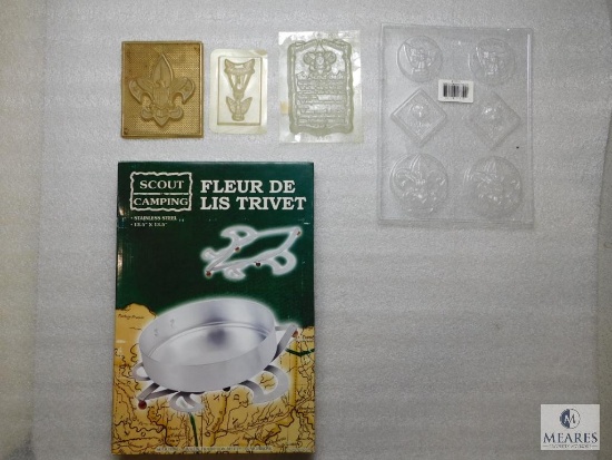 New Scout Camping Fleur De Lis Trivet & Various Plastic Molds