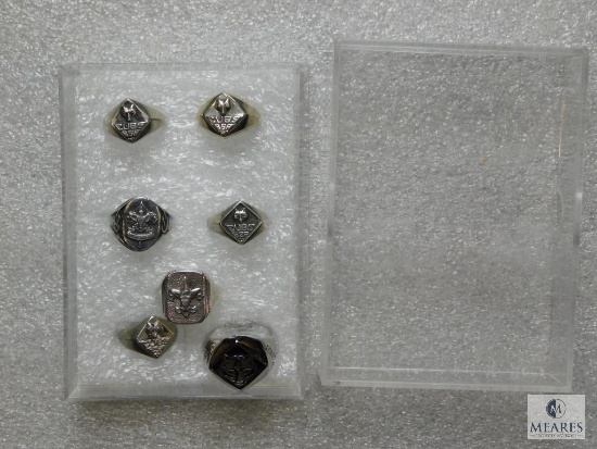 Lot of 7 Various Cub Scouts - Boy Scouts Silver Tone Rings