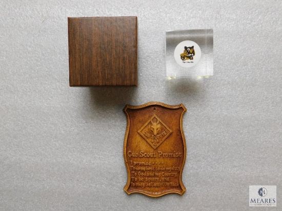 Cub Scout Promise Plaque & Tiger Cub Lucite Cube New
