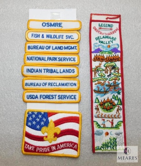 Lot Boy Scouts Take Pride in America Set of 8 Patches & OA Legend Strip Patch