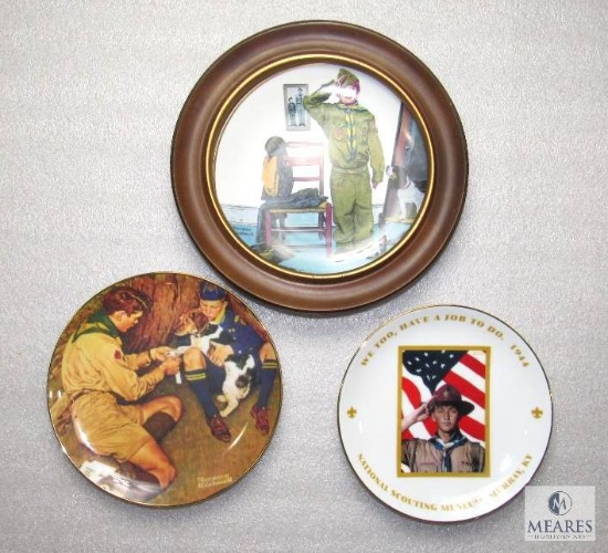 Lot 3 Collectible Scout BSA Norman Rockwell China Plates