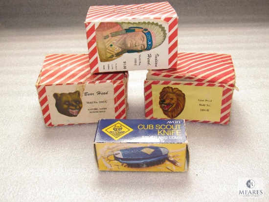 Lot 3 Vintage Cast & Paint Molds & New Cub Scout Logo Travel Brush