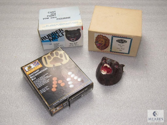 Lot 2 Vintage Cast & Paint Molds, 1 Bear Mold, & Tiger Recognition Kit