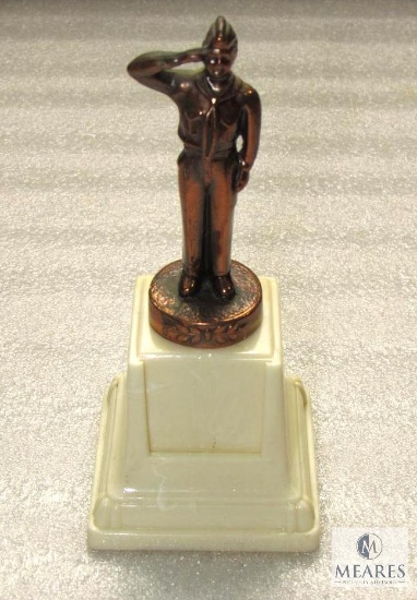 Vintage Boy Scout Statue Trophy Bronze like Finish Plastic Base 6.5"