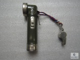 Lot Vintage Official Boy Scout Right Angle Flashlight & Metal Whistle w/ Braided Lanyard