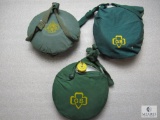 Lot of 3 Vintage Girl Scouts Aluminum Canteen with Carrying Bags