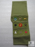 Vintage 1960's Boy Scout Sash w/ 9 Merit Badge Patches