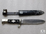 Vintage German Scout Bowie Knife w/ Belt Clip Scabbard 9.5