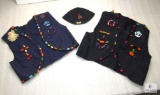 Lot of 2 Vintage Camp Fire Girls Beaded Vest & Hat / Beret