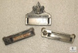 Lot 3 Vintage Metal Name Pins Boy Scouts Instructor & Camp Staff