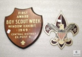 Vintage 1949 First Awarded Scout Week Wood Plaque & Plastic BSA Sun Catcher