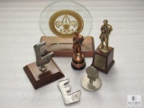 Lot Vintage BSA Boy Scout Trophies Glass Plaque & Explorer