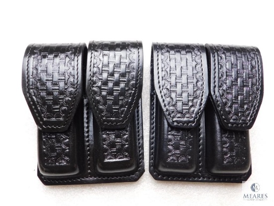 2 new leather double magazine pouches for staggered mags like Glock, Ruger , Beretta 92