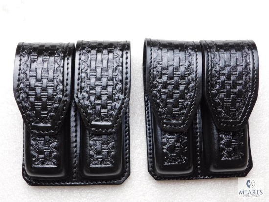 2 new leather double magazine pouches for staggered mags like Glock, Ruger , Beretta 92