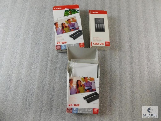 Lot Canon Battery Charger Kit CBK4-200 & Lot of Color Ink Photo Paper Set Postcard Size