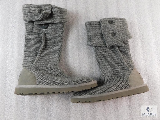 UGG Gray Knit Ankle Boots Womens Size 6