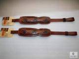 2 new Hunter leather padded rifle slings with deer motif one inch swivels