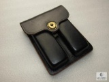 Leather military mag pouch with 2 1911 .45 acp magazines