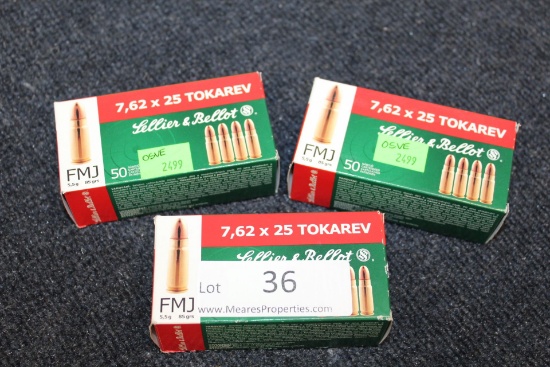 150 Rounds of 7.62x25 Tokarev Sellier & Bellot Ammo.
