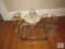 Lot Glass Pictures, Silver Plated Tray w/ Dish, Ceramic Cake Pedestal, Baskets, +