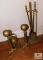 Brass Fireplace Poker Set, Lions Foot Screen, Andirons, & Coffee Kettle