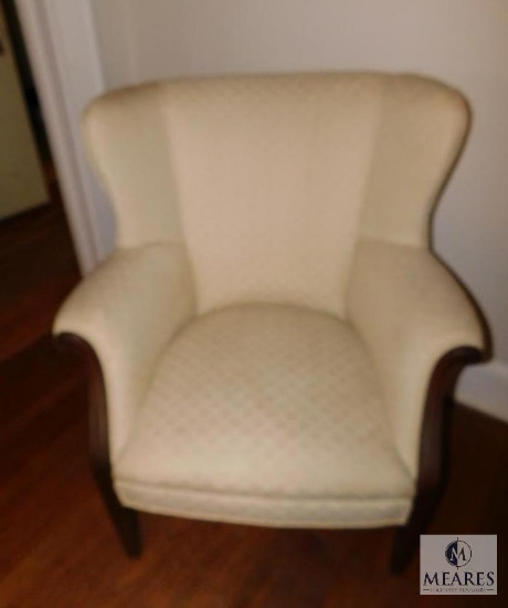 Beige Upholstered Wingback Occasional Chair