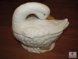 Bertinazzo Italy Porcelain Large Duck or Swan Covered Dish